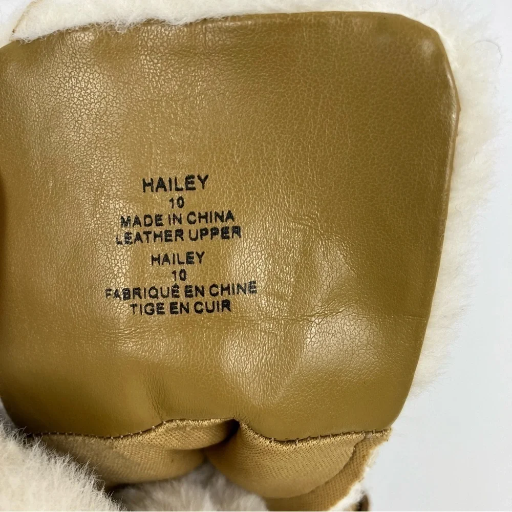 Saks Fifth Avenue Hailey Suede Chunky Winter Boots w Buckles Faux Fur Trim Sz 10